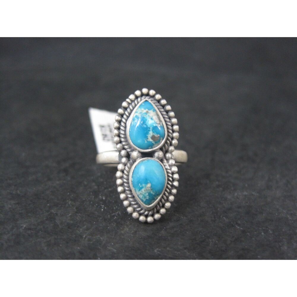 Southwestern Sterling Silver Turquoise Ring Size 6